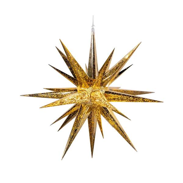 Item 100181 Gold Crackle Lighted Moravian Star