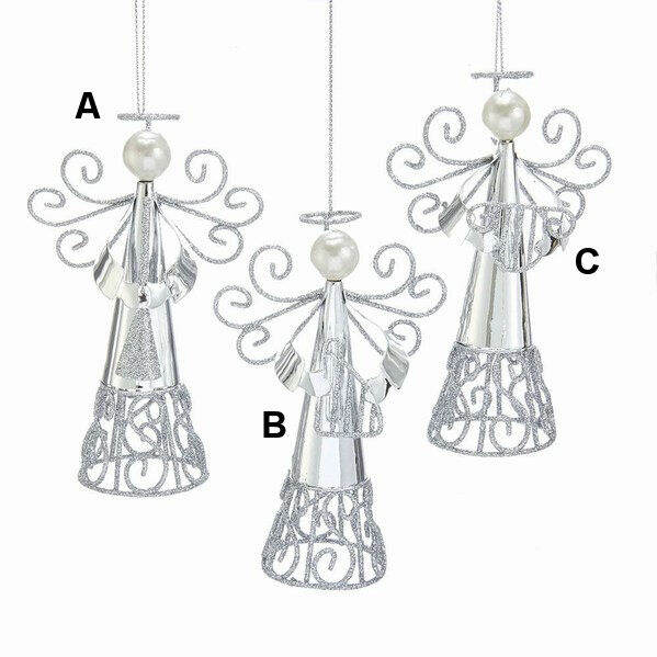 Item 100196 Silver Angel With Pearl Head Ornament
