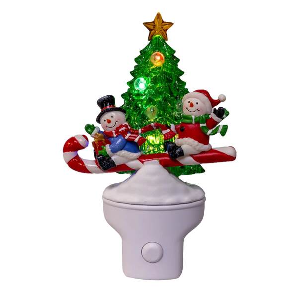 Item 100545 Christmas Tree With Snowmen And Moving Candy Cane Nightlight