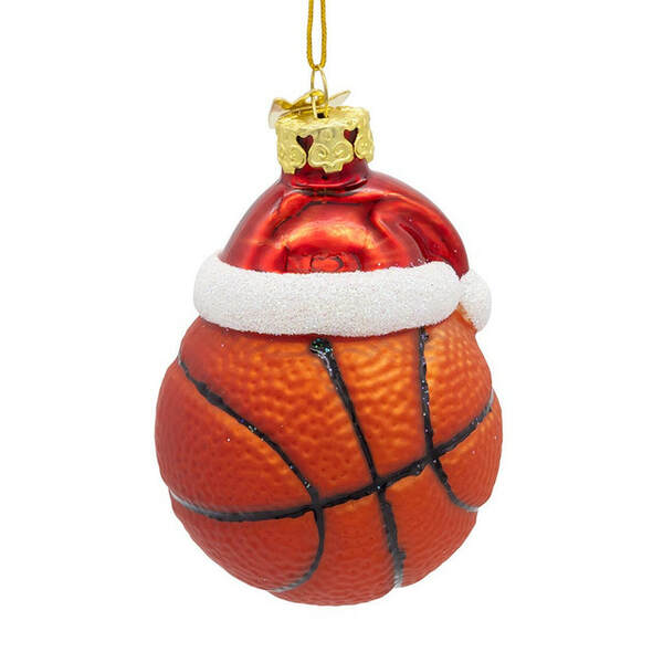 Item 100800 Noble Gem Basketball With Santa Hat Ornament