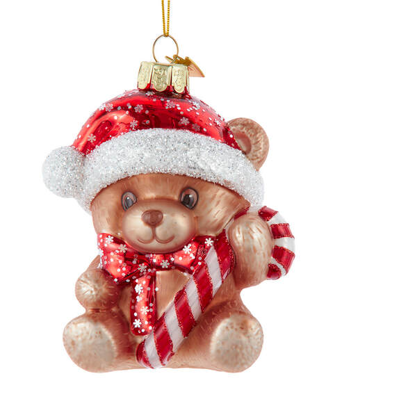 Item 102055 Noble Gem Teddy Bear With Santa Hat Ornament