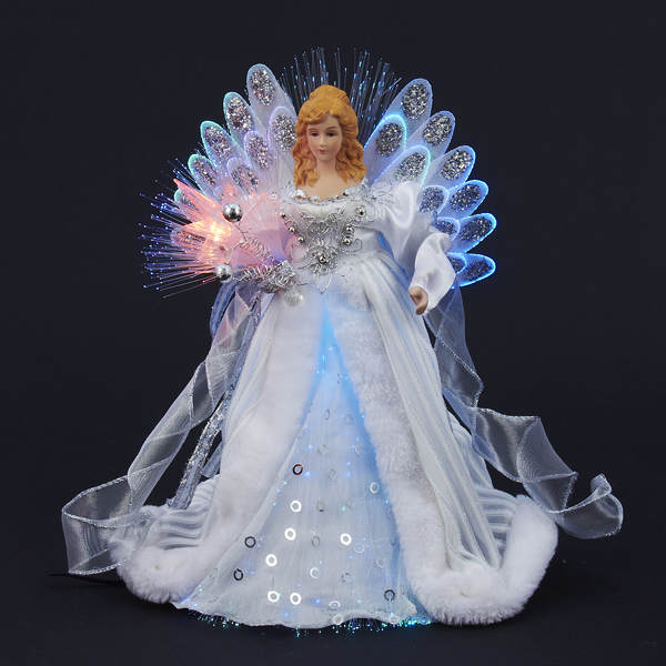 Item 106109 White/Silver LED Fiber Optic Angel Tree Topper