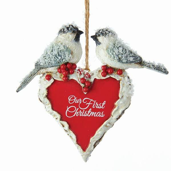 Item 106287 Our First Christmas Chickadees With Heart Ornament