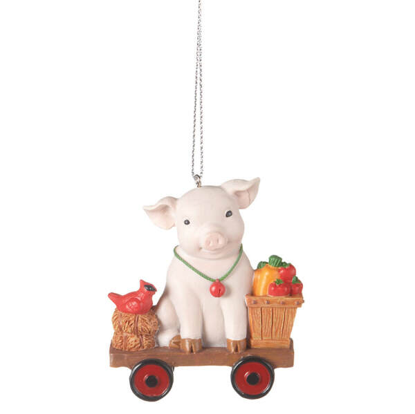 Item 263006 Pig On Cart Ornament