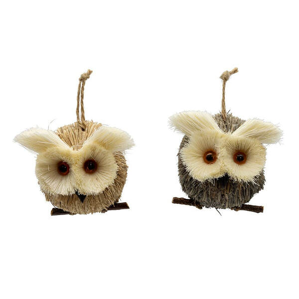 Item 100340 Sisal Round Owl Ornament