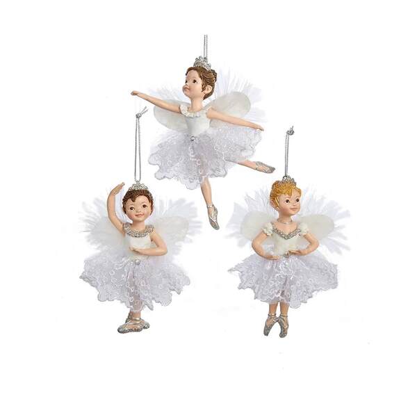 Item 100356 White/Silver Little Ballet Girl Ornament