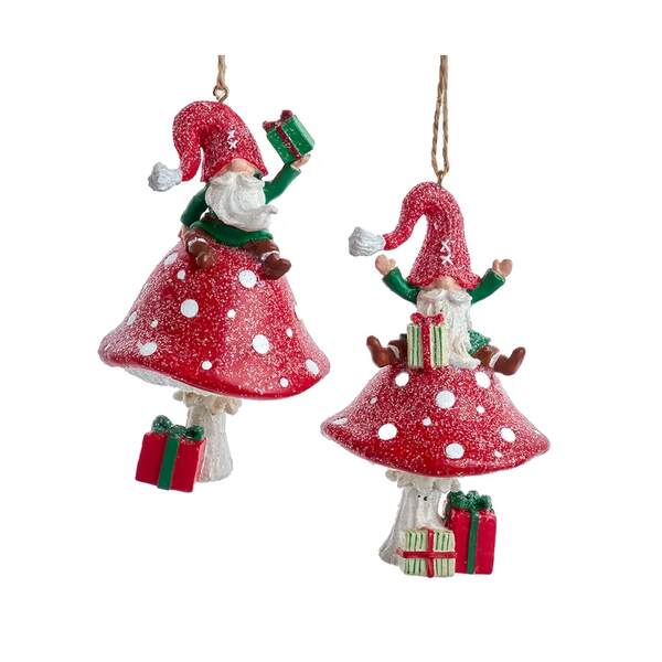 Item 100447 Gnome On Mushroom Ornament