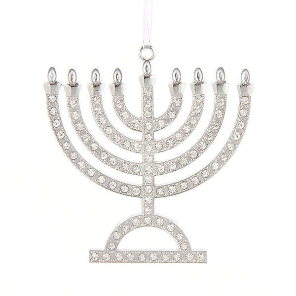 Item 100525 Silver Menorah Ornament