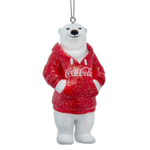 Item 100572 Coke Polar Bear Wearing Hoodie Ornament
