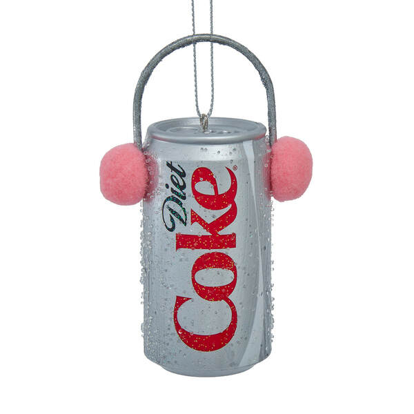 Item 100585 Diet Coke Can With Pink Earmuffs Ornament