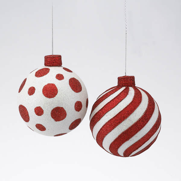 Item 100765 Polka Dot/Striped Ball Ornament