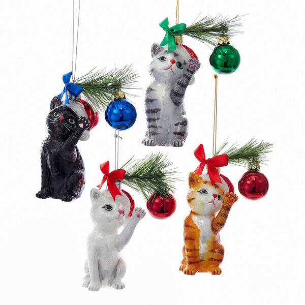 Item 100831 Noble Gems Glass Christmas Cat Ornament