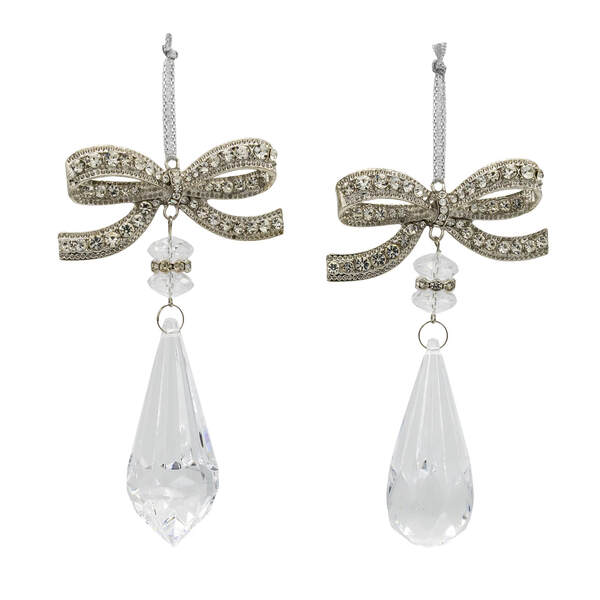 Item 101062 Bow With Clear Drop Ornament 