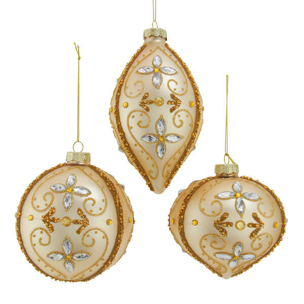 Item 101501 Gold Ball Drop Onion With Gems Ornament