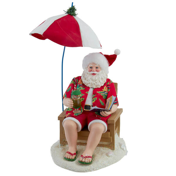 Item 101508 Beach Santa With Umbrella Fabriche Figure