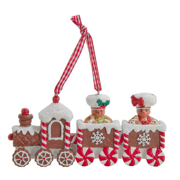Item 101597 Gingerbread Boy And Girl On Train Ornament