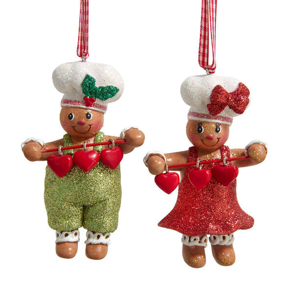 Item 101600 Gingerbread Boy/Girl Holding Hearts Ornament