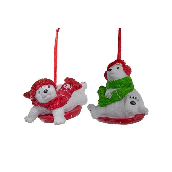 Item 101961 Polar Bear On Sled Ornament