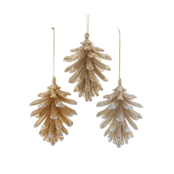 Item 103762 Gold/Platinum Pinecone Ornament