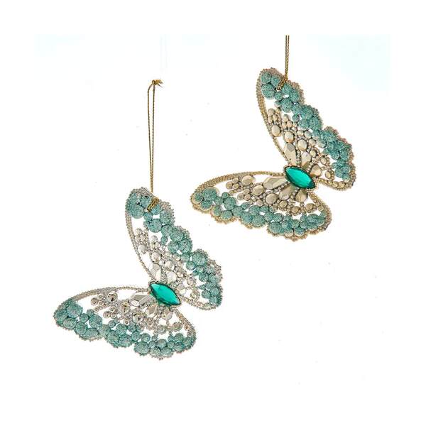 Item 103935 Aqua/Gold Butterfly Ornament