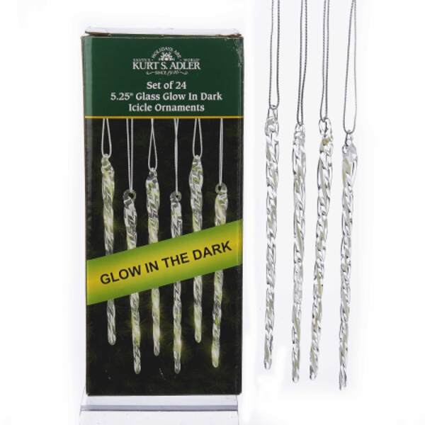 Item 104945 Set of 24 Glow In The Dark Icicle Ornaments