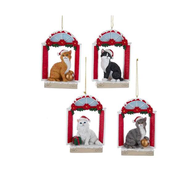 Item 105785 Christmas Cat In Window Ornament