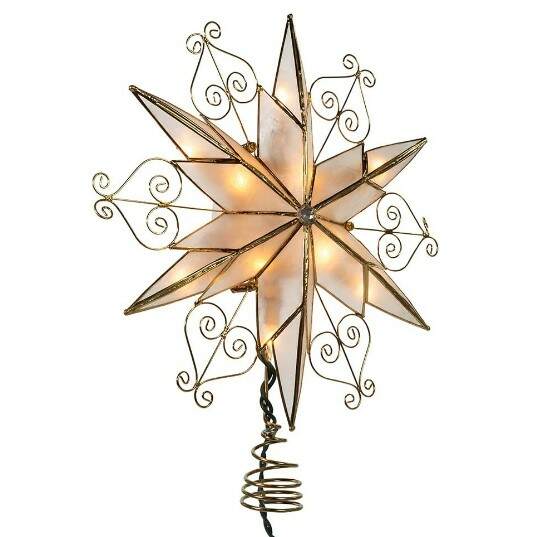 Item 106115 Capiz Star With Scroll Design Tree Topper 