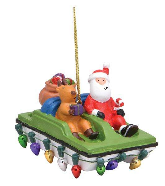 Item 108910 Paddle Boating Santa And Friend Ornament