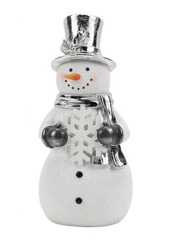 Item 127347 Silver Snowman With Snowflake Figure