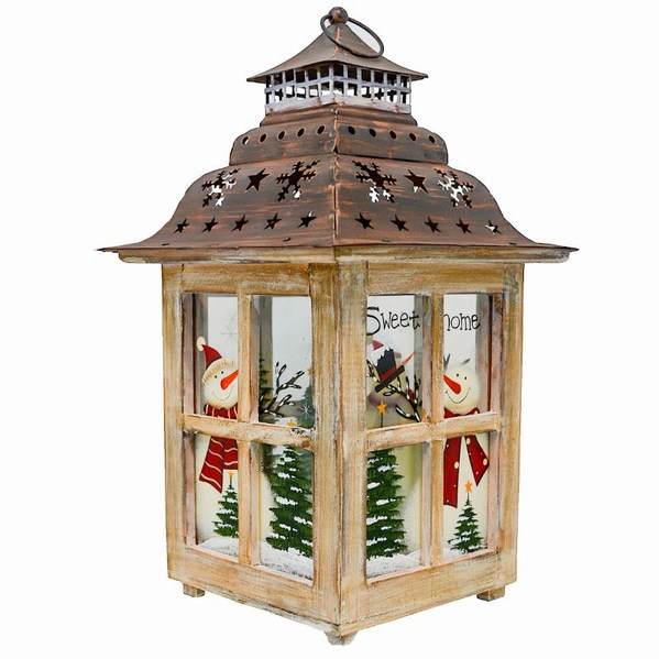 Item 128415 White Snowman Lantern