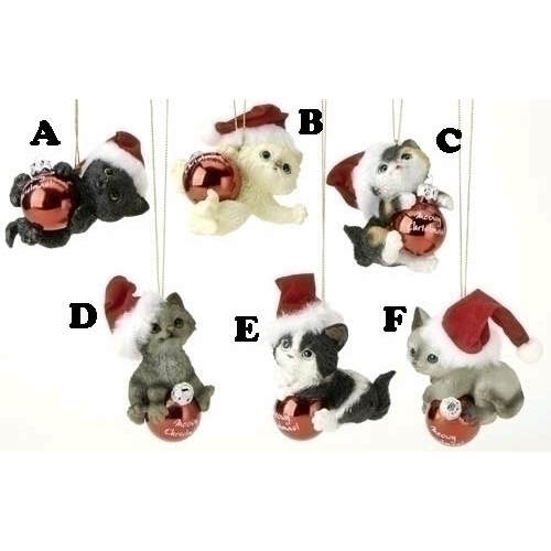 Item 134262 Cat With Santa Hat Ornament
