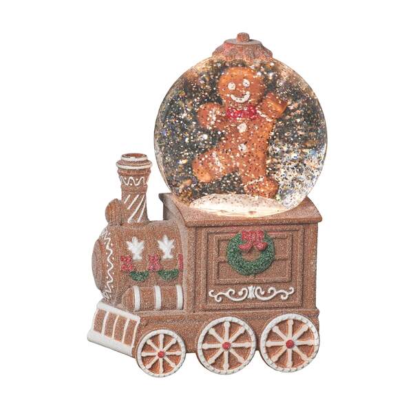 Item 135012 Lighted Swirl Gingerbread Train Snow Globe