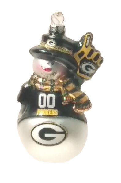 Item 141350 Green Bay Packers Glittered Snowman Ornament