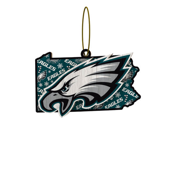 Item 143406 Philadelphia Eagles Wood State Ornament