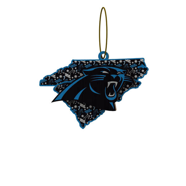 Item 143417 Carolina Panthers Wood State Ornament