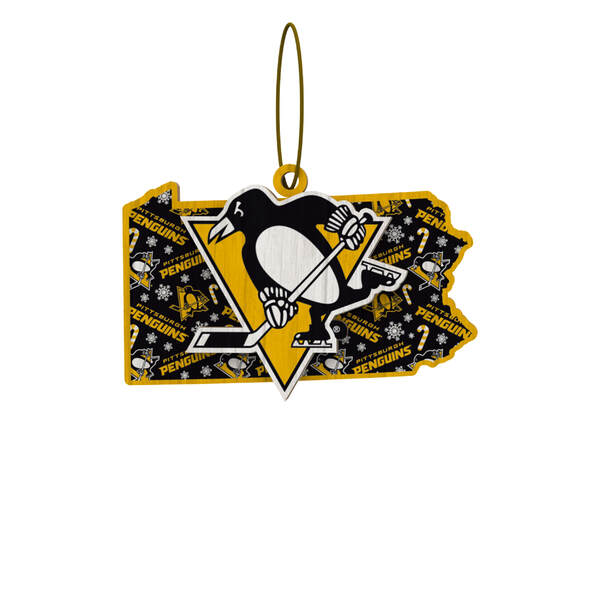 Item 143422 Pittsburgh Penguins Wood State Ornament