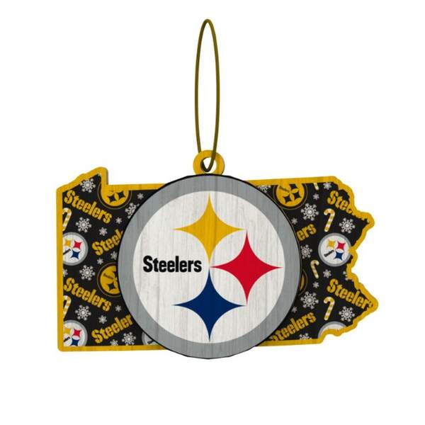 Item 143425 Pittsburgh  Steelers Wood State Ornament