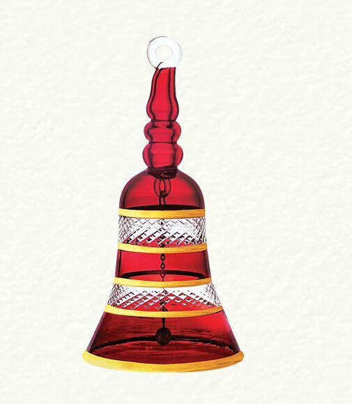 Item 186112 Christmas Red Ms Bell With Gold Bands Ornament