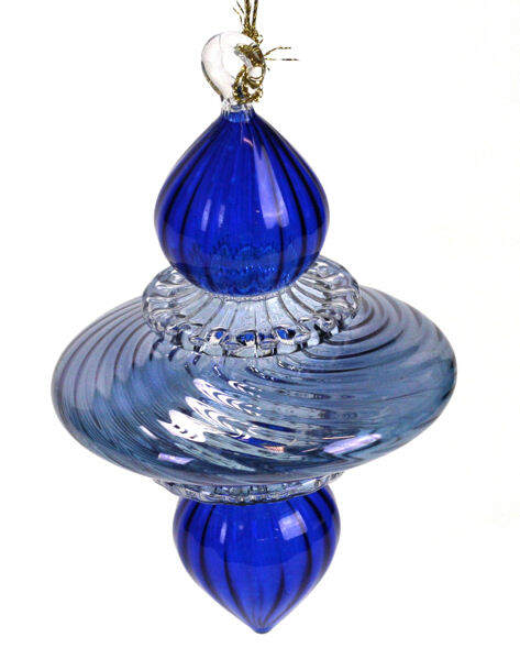 Item 186938 BLUE ORGANIC LUSTER DISC WITH BULB POINTS ORN