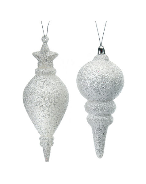 Item 203066 Glitter Silver Finial Ornament