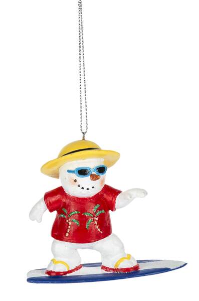 Item 262580 Snowman Surfing Ornament