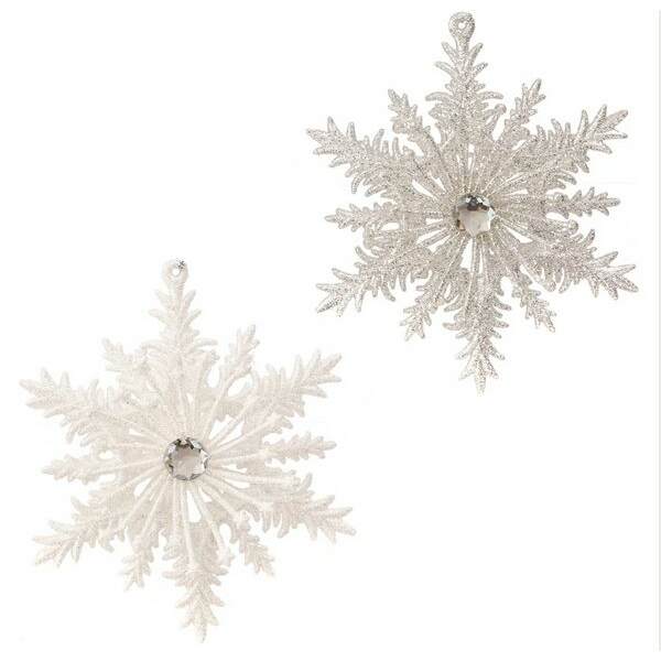 Item 281362 White/Silver Snowflake With Jewel Ornament