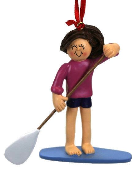 Item 289339 Paddle Board Female With Brown Hair Ornament