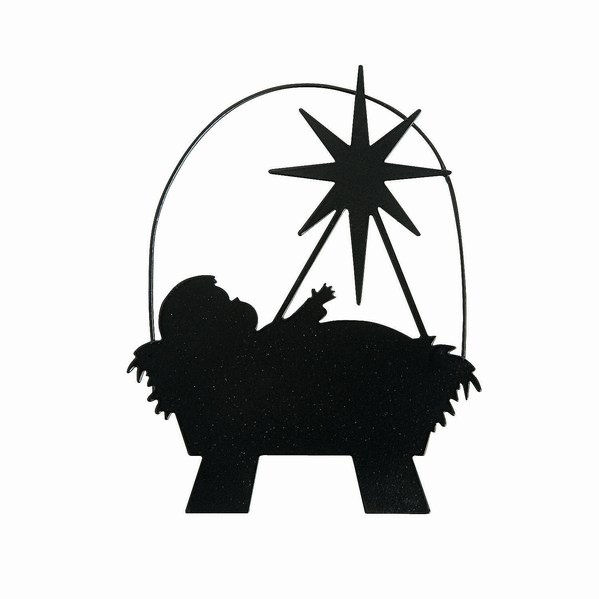 Item 291100 Baby Jesus In Manger Silhouette Ornament
