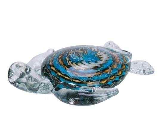 Item 294441 Blue Brown Swirl Glass Turtle