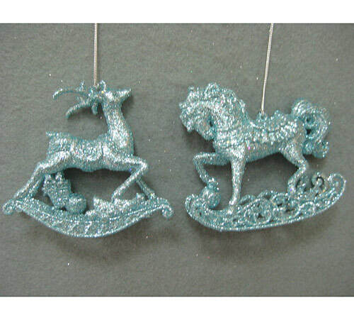 Item 302180 Sky Blue Rocking Horse/Deer Ornament