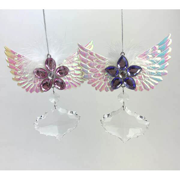 Item 302345 Purple Wing Feather With Drop Ornament