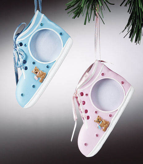 Item 312058 Baby's First Christmas Shoe Photo Frame Ornament