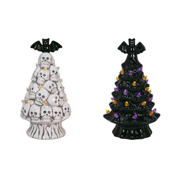 Item 322091 Skull/Bat Halloween Ceramic Tree