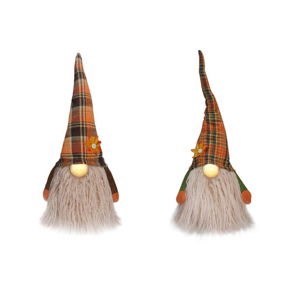 Item 322404 LED Plush Autumn Plaid Gnome